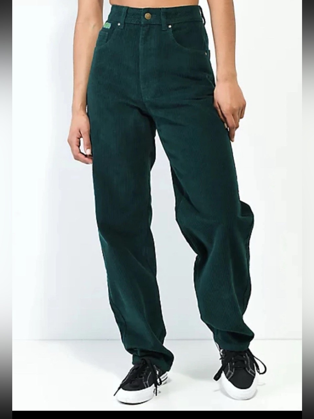 Empyre Tori Ponderosa Corduroy Skate Pants Green Baggy High Rise Streetwear